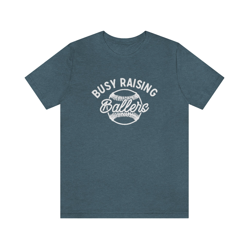 Busy Raising Ballers Baseball & Softball Mom Shirt