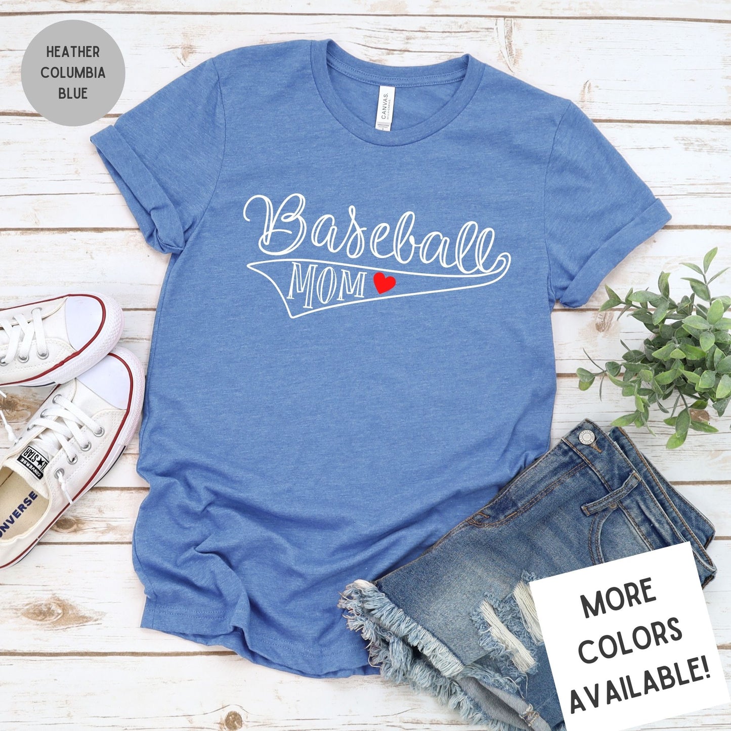 Baseball Mom Heart Graphic T-Shirt