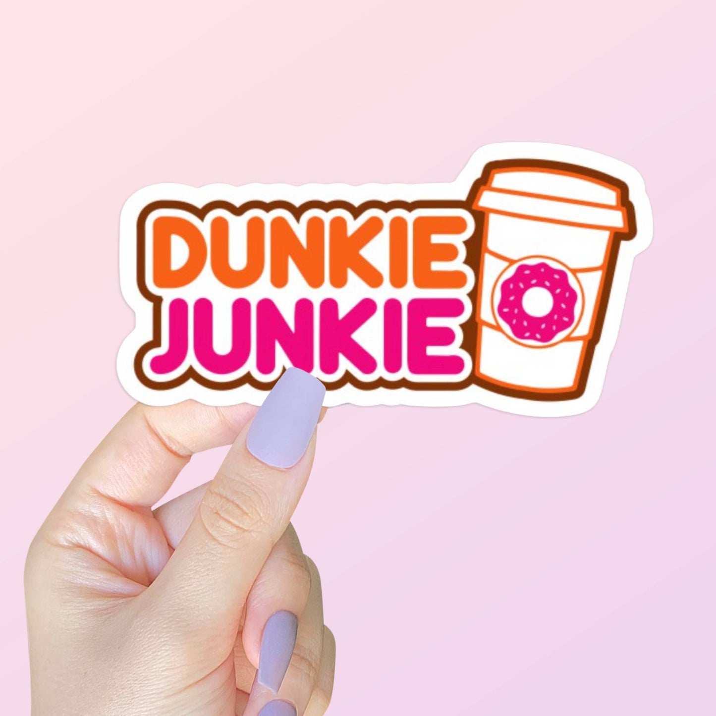 Dunkin' Donuts Dunkie Junkie Coffee Sticker | Water Bottle Sticker | Laptop Sticker | Bumper Sticker | Planner Sticker